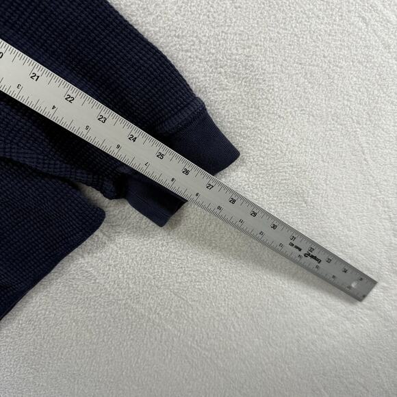 Vintage Eddie Bauer Thermal Shirt Men's Medium Blue Navy Waffle Grunge y2k Faded - Picture 6 of 8